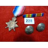 First World War 1914-15 Star Medal & 2 Uniform Buttons