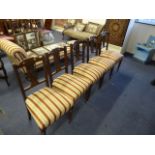 5 Edwardian Oak Dining Table chairs on turned legs