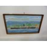 Framed Water Colour Depicting a Merchant Vessel