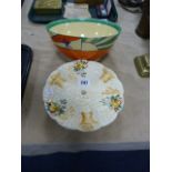 Clarice Cliff Celtic Harvest Cake Stand & Fantasque Bowl