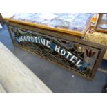 Original Stained Glass Advertising Sign For The Locomotive Hotel Circa 1900