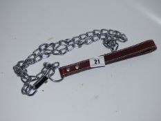 *The Paws Heavy Duty Chain 120cm with Brown Leather Strap