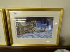 Gilt Framed Steven Gayford Print - Tigers in the Snow