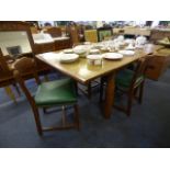 Art Deco Oak Dining Table & 4 Chairs