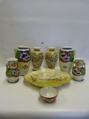 3 Pairs of Japanese Pottery Vases - Royal Doulton Hand Painted Dish etc