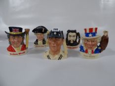 5 Miniature Royal Doulton Toby Jugs