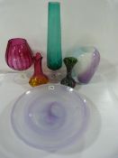 5 Coloured Glass Vases & Bowl