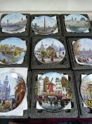 9 Limoge Cabinet Plates Depicting Different French Scenes