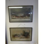 2 Framed Engravings - 1 Entitled Flooded & The Other In Time for the Coach