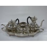 Silver Plated Tea Set on Gallery Tray