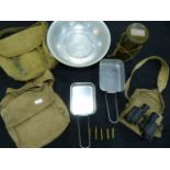 Cased Set of Military Binoculars & Other Military Wares