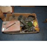 Box Containing Oil and Petrol Cans, Kettles etc