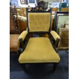 Victorian Ebonised Open Armchair