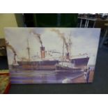 Large Unframed Canvas Painting of SS Rinaldo