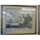 Framed Cartoon Drawing by Ernest Shore Entitled "Journies End"