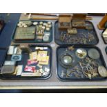4 Trays of Vintage Clock & Watch Repairers Tools - Keys & Various Parts etc