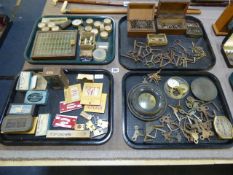 4 Trays of Vintage Clock & Watch Repairers Tools - Keys & Various Parts etc