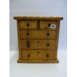 Miniature Chest of Pine 3 Long & 2 Short Drawers