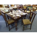 Art Deco Oak Dining Table & 4 Chairs