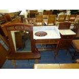 Edwardian Mirror Backed Marble Topped Wash Stand with Matching Bedside Cabinet