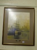 Framed Print Depicting The Vessels in The Princes Dock - Hull