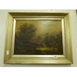 Gilt Framed Victorian Oil on Board Depicting a Country Scene