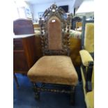 Victorian Oak Heavily Carved Hall Chair