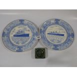 2 Masons Plates - 1 Depicting The Aquatania - The Other The Queen Mary &  P & O Ceramic Ashtray