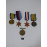 Pair of First World War Medals to Private A L Burckett - East Yorkshire Regiment & 3 Second World