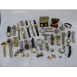 Tray Containing Large Quantity of Ladies & Gentlemens Wrist Watches - Cufflinks etc