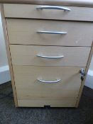 Stand Alone 4 Drawer Pedestal Unit in Light Beech Finish