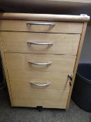 Stand Alone 4 Drawer Pedestal in Light Beech Finish