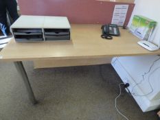 Beech & Chrome Work Table with Modesty Board