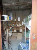 *Contents of Shed Including Ceramic Tiles - Hand Tools - Spades - Shovels - Grafters - Gin Wheel -