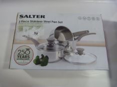 *Salter 3 Piece Stainless Steel Pan Set