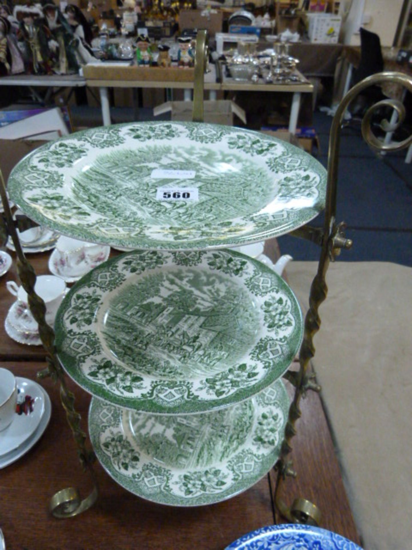 Edwardian Glass Cake Stand with Plates