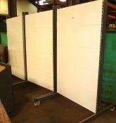 *5 x Tegometall shelving frames/screens on wheels, 1250mm x 2300 high