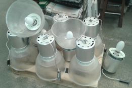 8 x complete warehouse / dome lights + spares