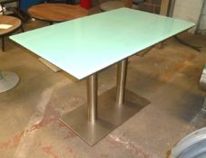 Stainless steel & glass table, 1200mm x 700