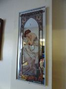Framed Picture Mirror Depicting Art Nouveau Lady
