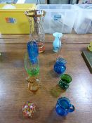 Selection of Coloured Glass Vases etc