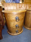 Small Oval Pine Chest of 3 Drawers