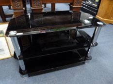 Black Glass & Chrome TV Stand
