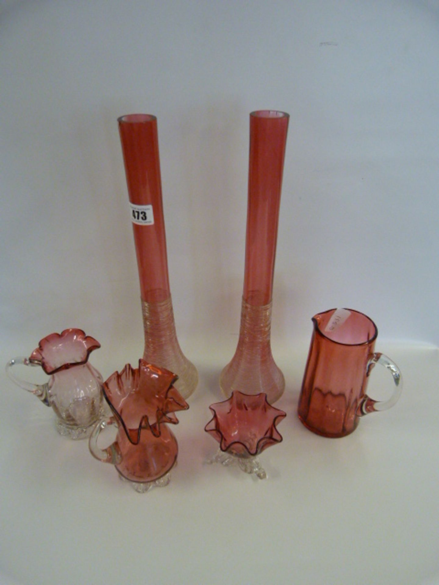 Quantity of Cranberry Ware - Jugs & Vases etc