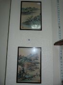 2 Japanese Silk Drawings