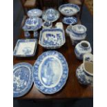 Large Collection of Spode & Other Blue and White Wares including Meat Plates - Bowls etc