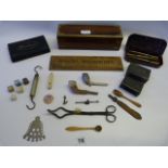 Box of Collectable Items Including Mearsham Pipes - Matchbox Holders - Scales - Dominoes etc