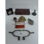 Tray Containing Collectable Ink Wells - Conway Stewart Pens - Tape Measure - Clocks etc