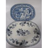 2 Blue & White Meat Plates