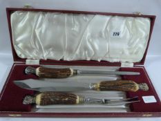 Cased Carving Set with Silver Topped Handles